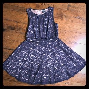 Navy lace cocktail dress